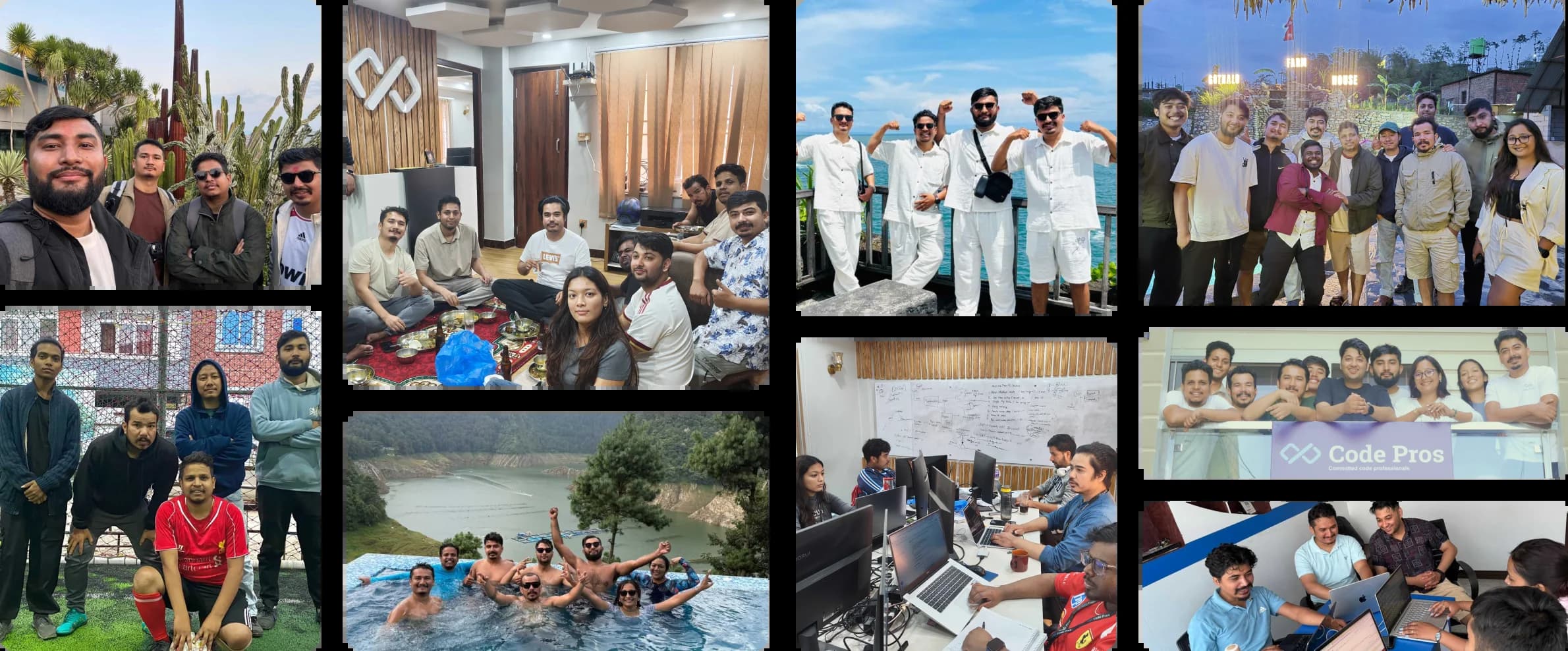The Code Pros team at work, at events and on team outings