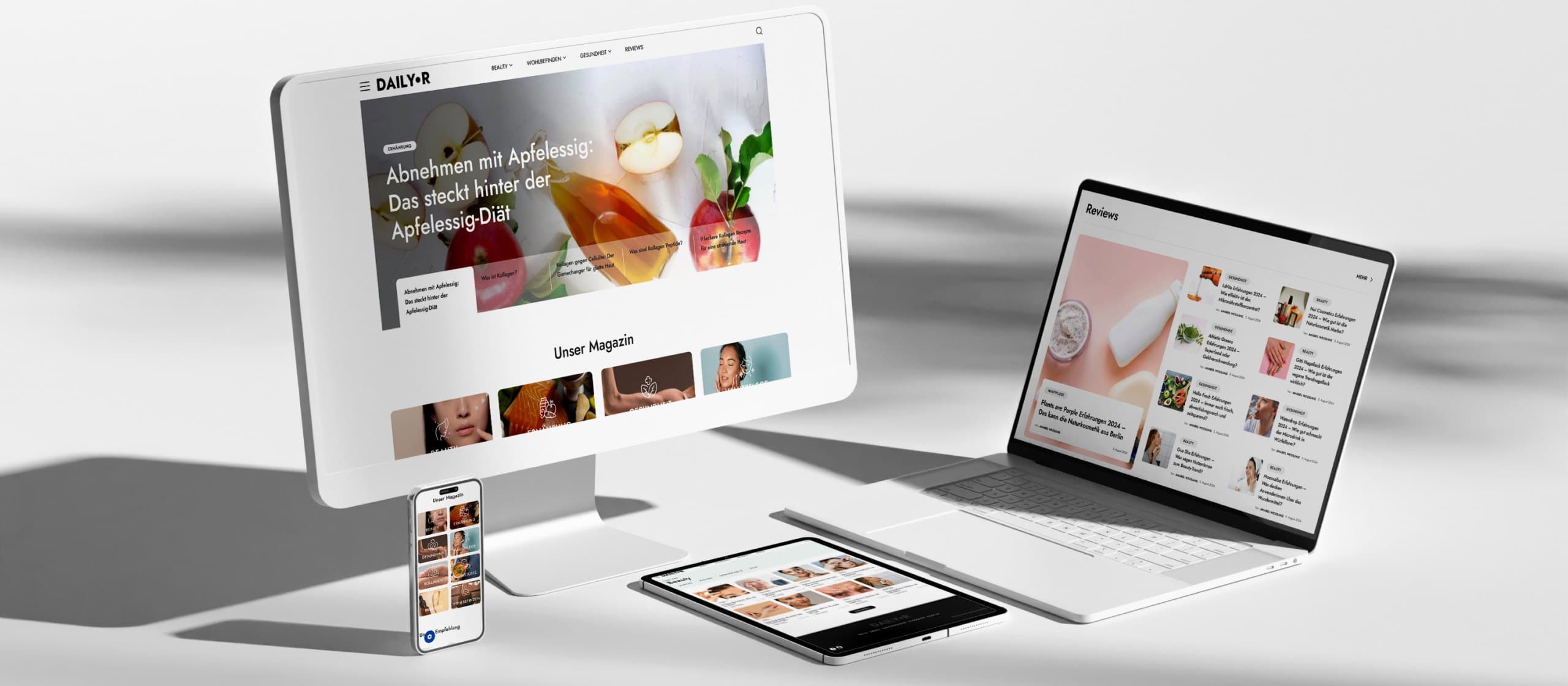 Daily Rituals magazine on desktop, tablet and phone