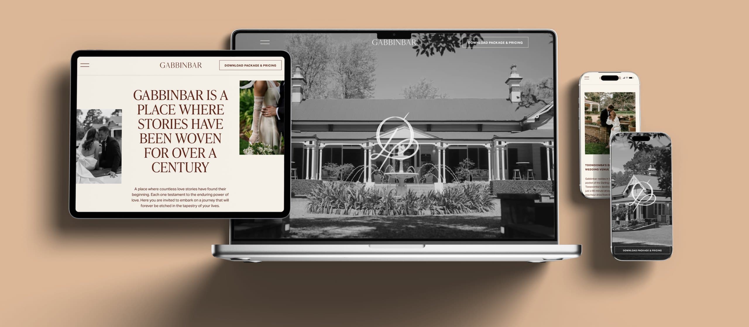Gabbinbar Homestead website on laptop, tablet and phone