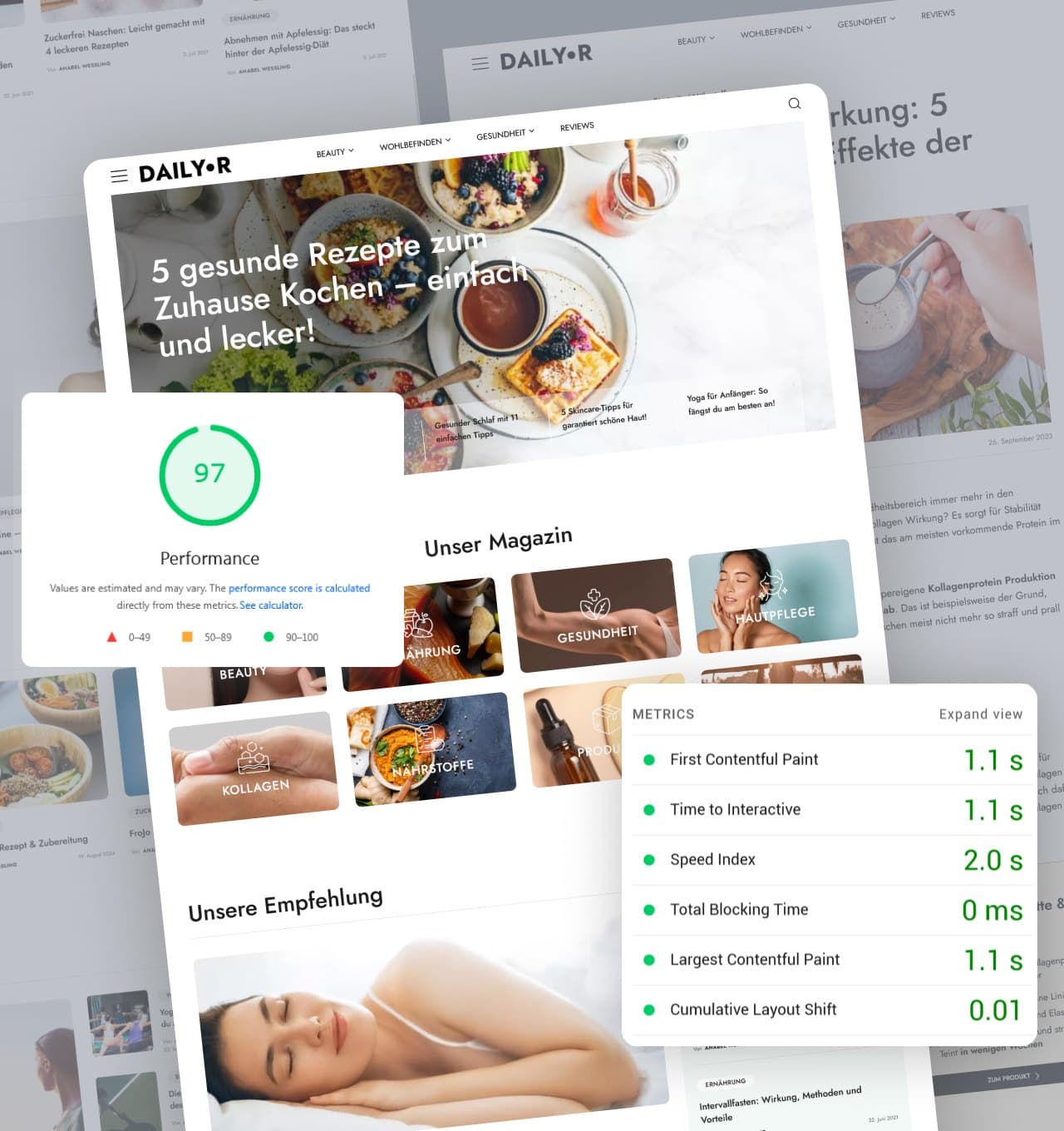 Daily Rituals with its Google PageSpeed score of 97