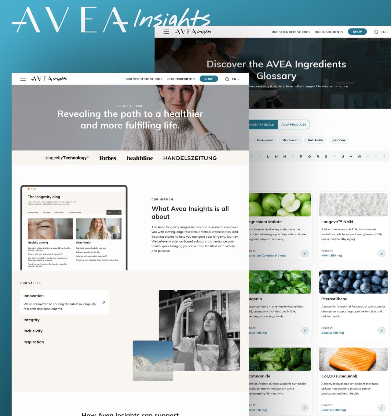 Avea Longevity Insights designed for desktop