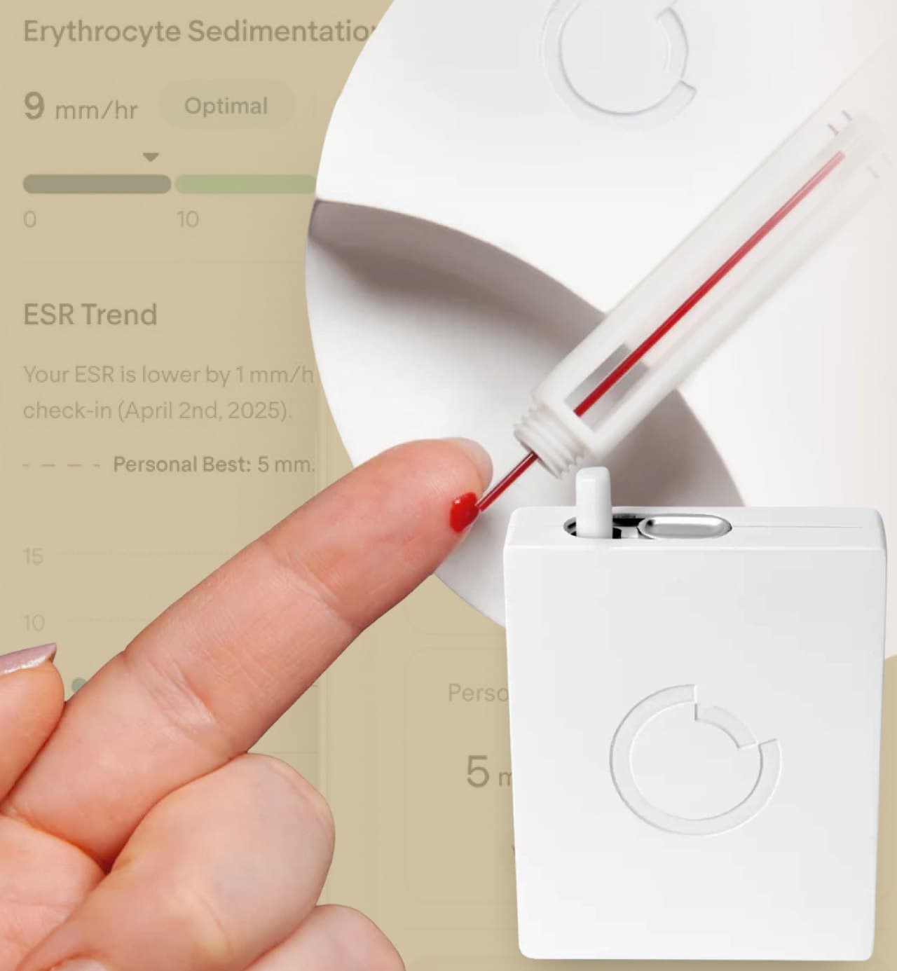 The COR One device beside the app showing an ESR reading